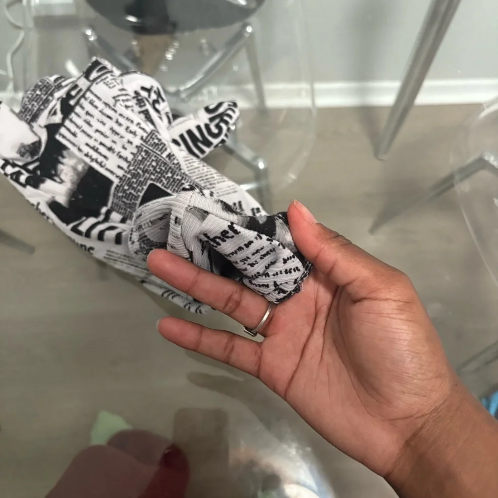 Rue21 Black and White Newspaper Print Tee - Picture 4 of 5